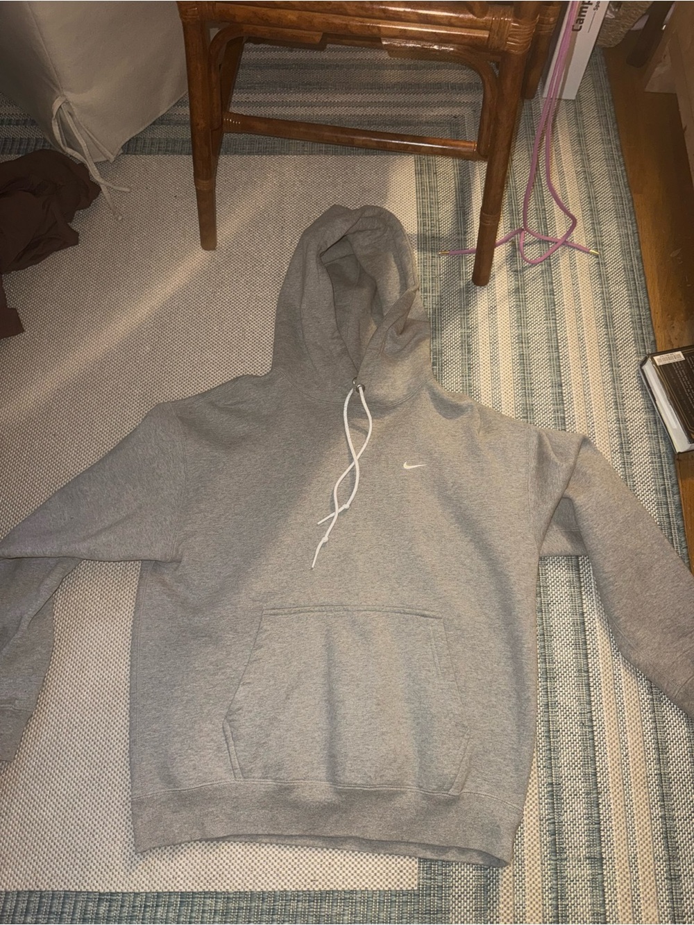 Nike Gray Pullover Hoodie with White Swoosh
